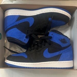 Jordan 1 size 4.5 Y worn  one time Black and Blue High-Top Sneakers